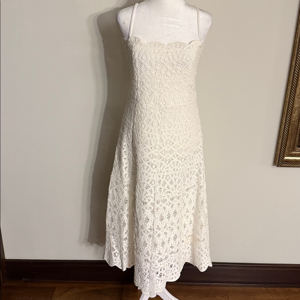Donna Karan Cream Lace Midi Dress